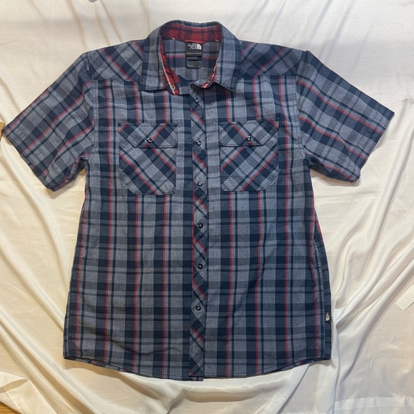 The North Face Other - The North Face Men's Short-Sleeve Plaid Button-Down Shirt - Blue, Gray, Red